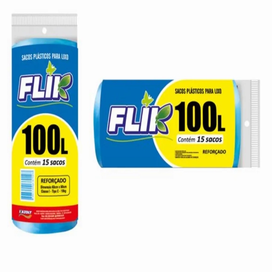 Imagem de Saco lixo flik roll azul 100 lt com 15 und