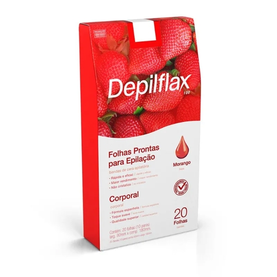 Imagem de Depilflax folha pront corpo morango c/20