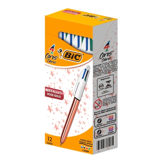Imagem de Caneta bic 4 cores rosa gold c/12un