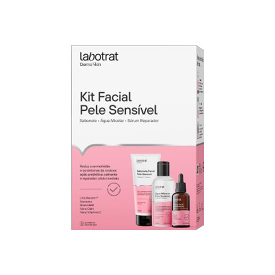 Imagem de Kit facial pele sensível dermo skin sabonete + água micelar + sérum labotrat