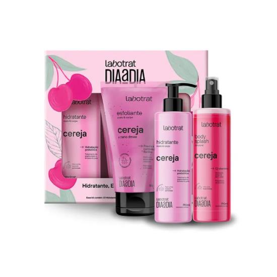 Imagem de Kit esfoliante + hidratante + body splash dia a dia labotrat cereja
