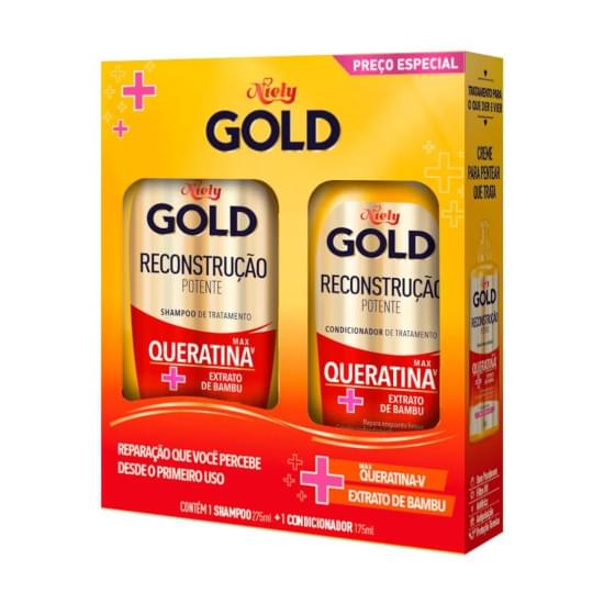 Imagem de Kit niely gold reconstrução potente shampoo 275ml e condicionador 175ml