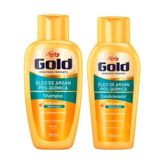 Imagem de Kit niely gold óleo de argan pós química shampoo 300ml e condicionador 200ml