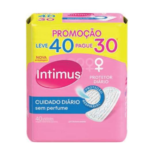 Imagem de Protetor diário intimus sem abas e sem perfume  leve 40 pague 30 unidades