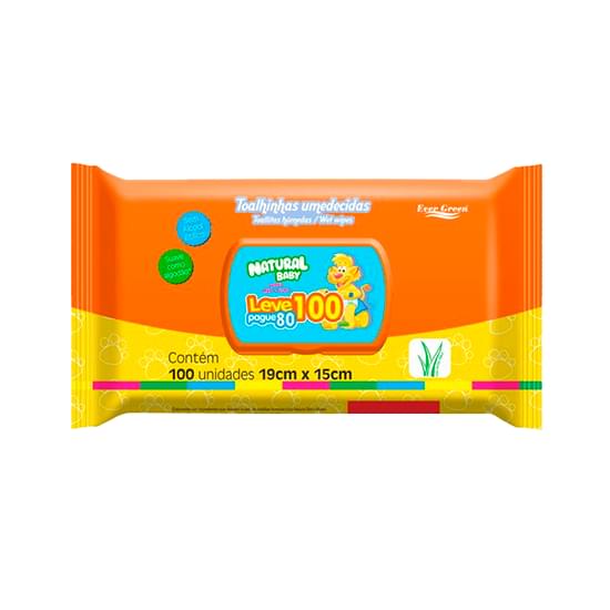 Imagem de Toalha umedecida natural baby wipes mãe & filho leve 100 pague 80 unidades