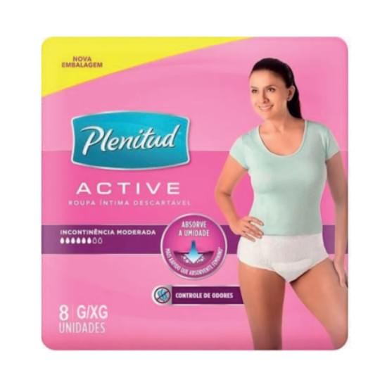 Imagem de Roupa íntima plenitud active mulher tamanho g/xg | com 8 unidades