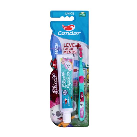 Imagem de Kit escova + gel dental com flúor tutti frutti lilica ripilica condor kids 50g leve mais pague menos