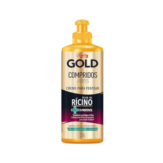 Imagem de Creme para pentear niely gold compridos + fortes oleo de ricino + d-pantenol 250g