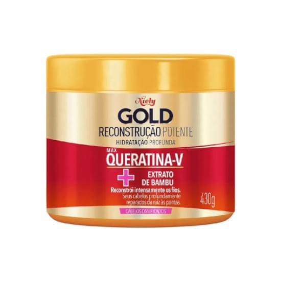 Imagem de Creme para tratamento niely gold reconstrução potente queratina-v + extrato de bambu 430g