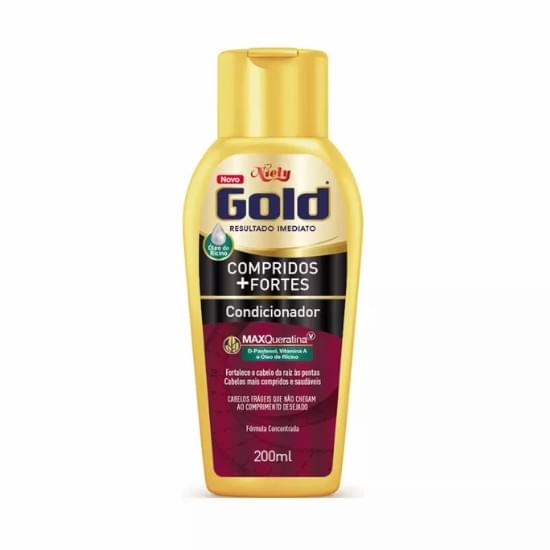 Imagem de Condicionador niely gold compridos + fortes oleo de ricino + d-pantenol 200ml