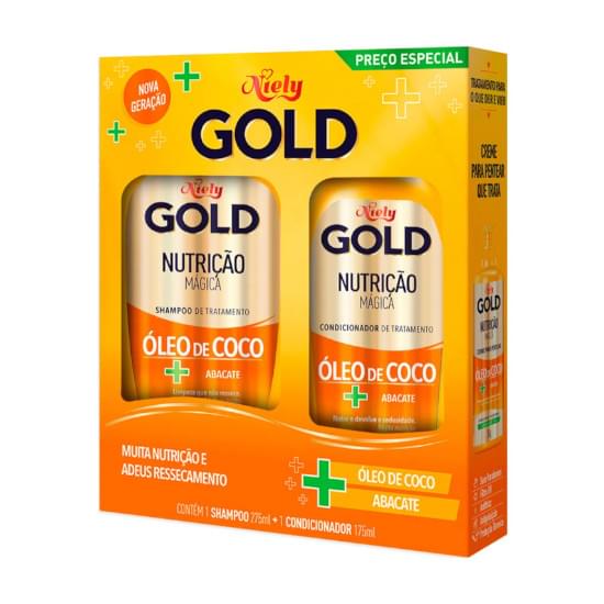 Imagem de Kit niely gold nutrição magica oleo de coco + abacate shampoo 300ml e condicionador 200ml