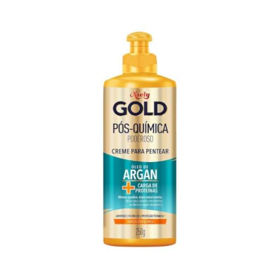 Imagem de Creme para pentear niely gold pós química óleo de argan + carga de proteinas 250g