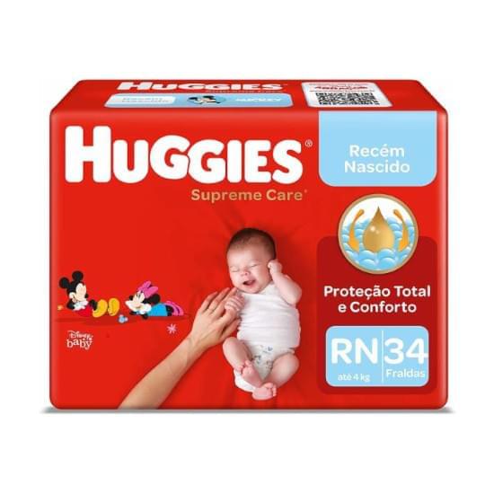 Imagem de Fralda infantil huggies supreme care tamanho recém nascido mega | com 34 unidades