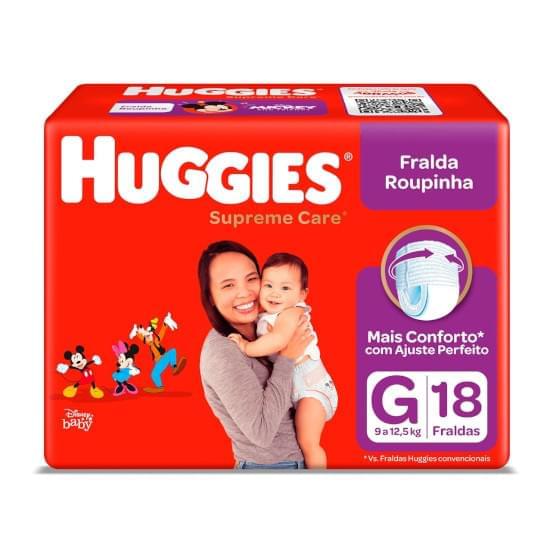 Imagem de Fralda infantil huggies roupinha supreme care tamanho g jumbo | com 18 unidades