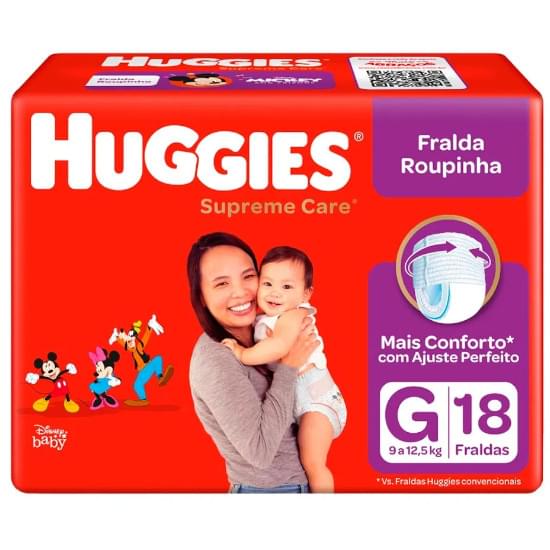 Imagem de Fralda infantil huggies roupinha supreme care tamanho g jumbo | com 18 unidades