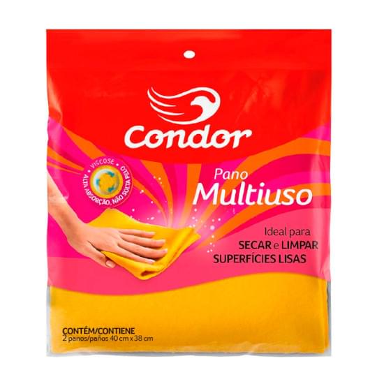 Imagem de Pano multiuso condor viscose 40x38 cm, alta absorção e não solta pelos ref. 1679 | com 2 unidades