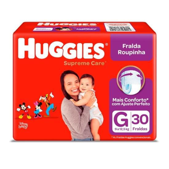 Imagem de Fralda infantil huggies roupinha supreme care tamanho g mega | com 30 unidades