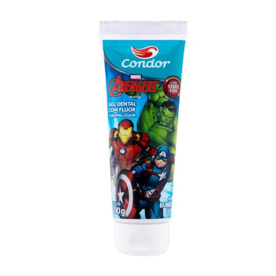 Imagem de Gel dental infantil com flúor bubble gum avengers condor bisnaga 100g