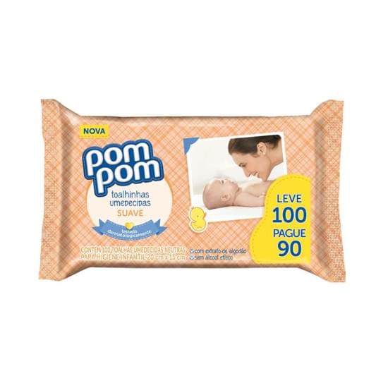 Imagem de Toalha umedecida infantil pom pom suave leve 100 pague 90 unidades