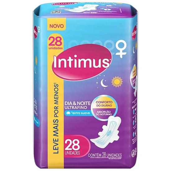 Imagem de Absorvente dia e noite ultrafino intimus com abas extra proteção suave | com 28 unidades