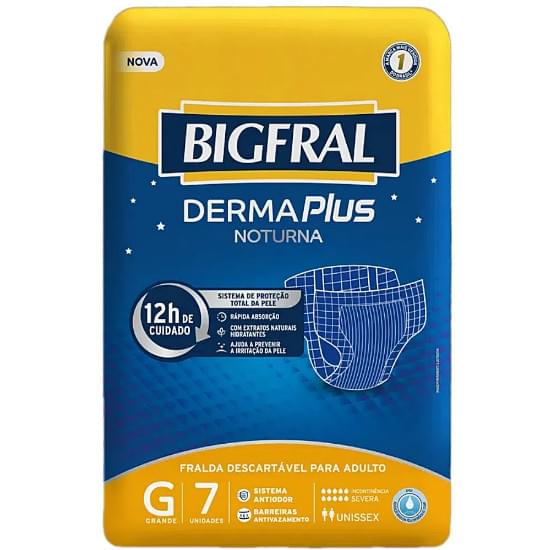 Imagem de Fralda geriátrica bigfral derma plus noturna tamanho g | com 7 unidades