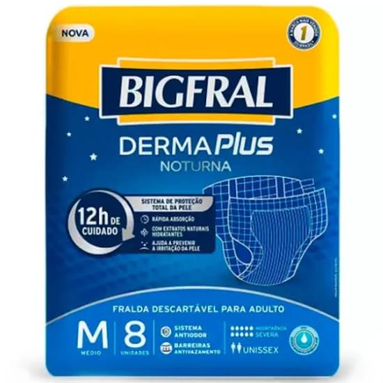 Imagem de Fralda geriátrica bigfral derma plus noturna tamanho m | com 8 unidades