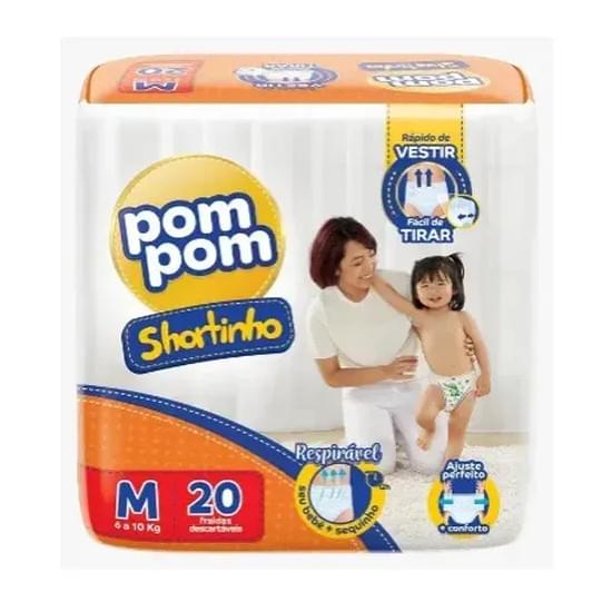 Imagem de Fralda infantil pom pom shortinho tamanho m jumbo | com 20 unidades