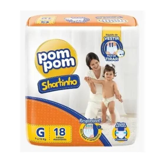 Imagem de Fralda infantil pom pom shortinho tamanho g jumbo | com 18 unidades