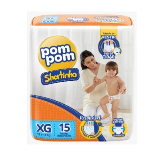 Imagem de Fralda infantil pom pom shortinho tamanho xg jumbo | com 15 unidades