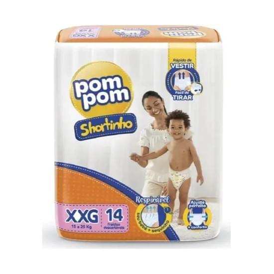 Imagem de Fralda infantil pom pom shortinho tamanho xxg jumbo | com 14 unidades