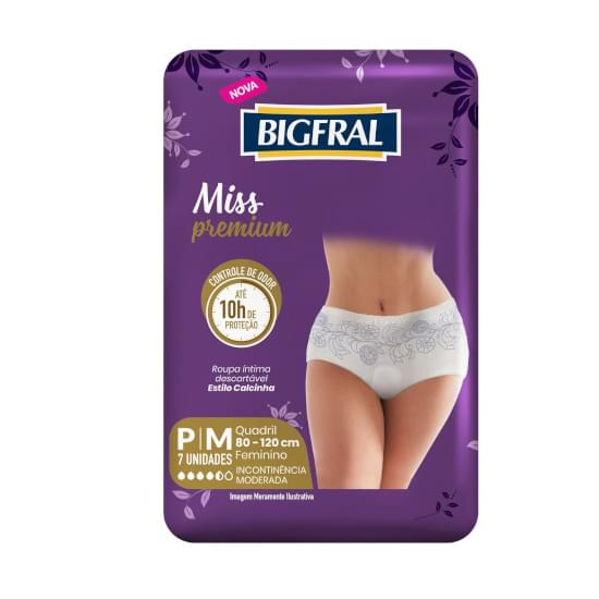 Imagem de Roupa íntima descartável feminina calcinha bigfral miss premium p/m pacote 7 unidades