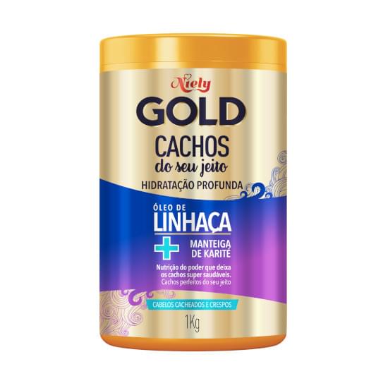 Imagem de Creme para tratamento niely gold cachos do seu jeito óleo linhança + manteiga de karité 1kg