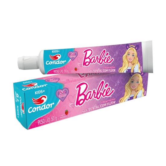 Imagem de Gel dental com flúor morango barbie condor kids caixa 50g