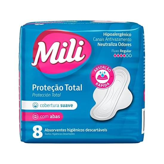 Imagem de Absorvente diário mili suave com abas proteção total | com 8 unidades