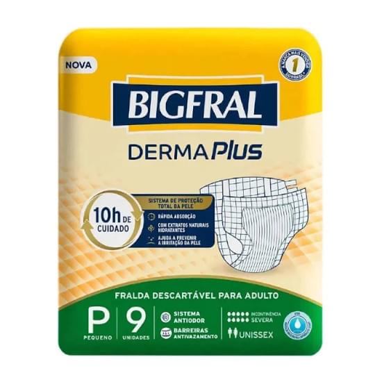 Imagem de Fralda geriátrica bigfral derma plus tamanho p | com 9 unidades