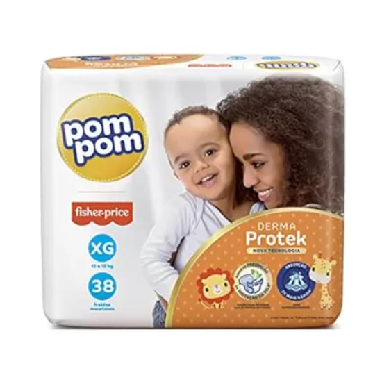 Imagem de Fralda infantil pom pom derma protek 12h tamanho xg mega | com 38 unidades