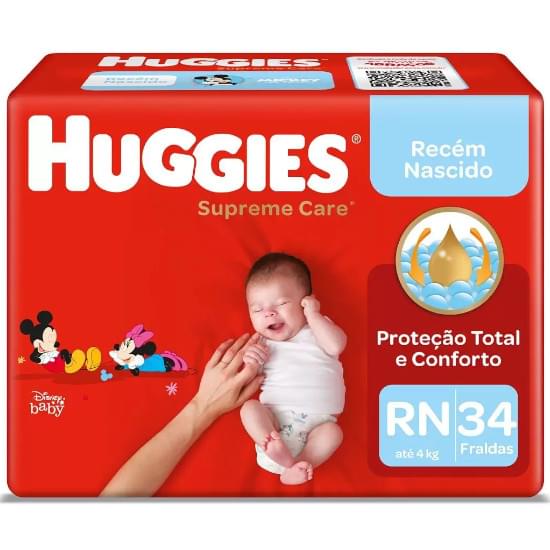 Imagem de Fralda infantil huggies supreme care tamanho rn mega | com 34 unidades