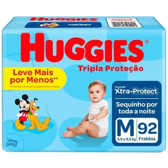 Imagem de Fralda infantil huggies tripla proteção tamanho m hiper | com 92 unidades leve mais pague menos