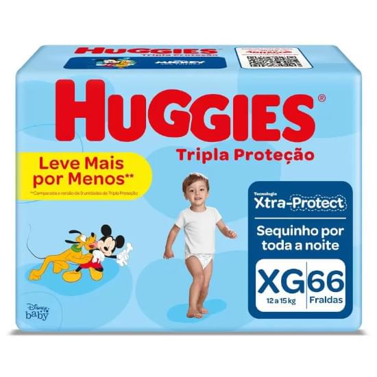 Imagem de Fralda infantil huggies tripla proteção tamanho xg hiper | com 66 unidades leve mais pague menos