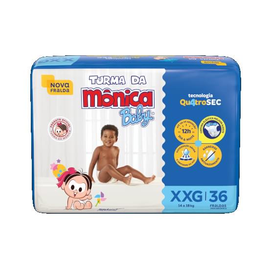 Imagem de Fralda infantil turma da monica tamanho xxg mega | com 36 unidades