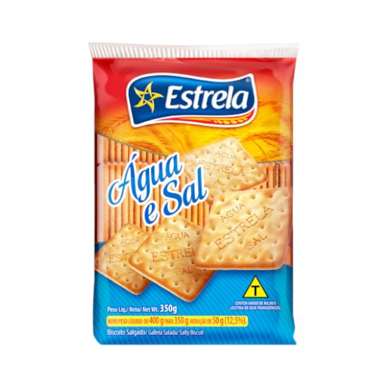 Imagem de Biscoito salgado água e sal estrela 350g