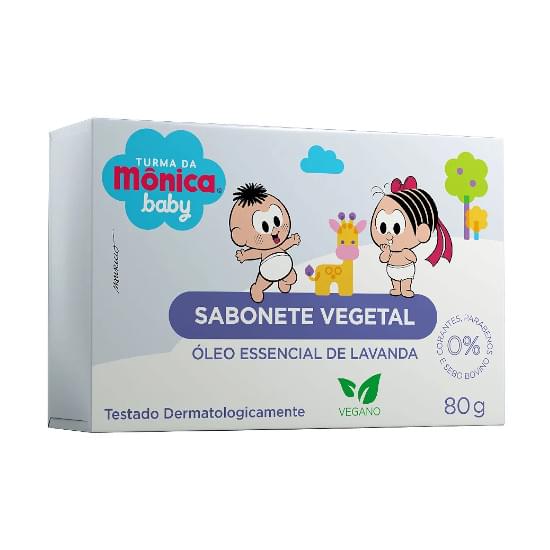 Imagem de Sabonete em barra vegetal turma da mônica baby óleo essencial de lavanda 80g