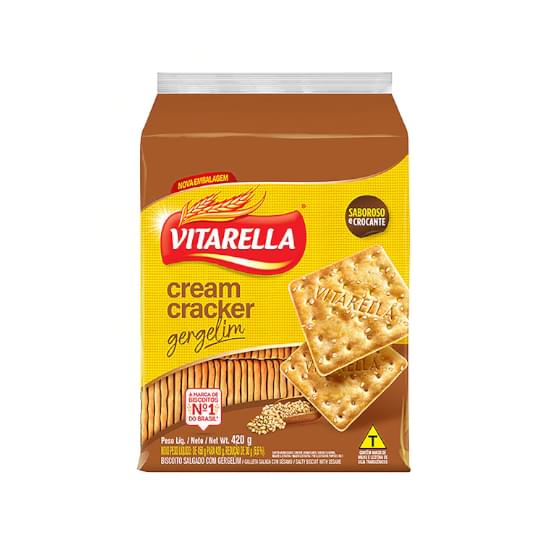 Imagem de Biscoito salgado vitarella cream cracker com gergelim 420g