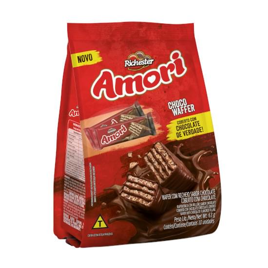 Imagem de Wafer recheio e cobertura chocolate richester amori chocowafer 63g