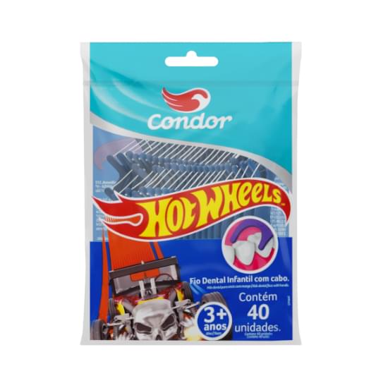 Imagem de Fio dental infantil com cabo hot wheels condor 40 unidades