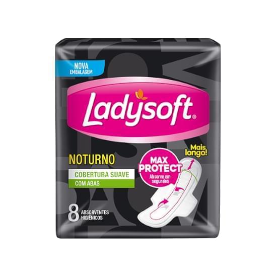 Imagem de Absorvente ladysoft noturno suave com abas 8 unidades