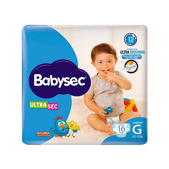 Imagem de Fralda infantil babysec ultrasec jumbinho g com 16 unidades