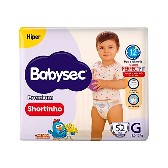 Imagem de Fralda infantil babysec shortinho hiper g com 52 unidades