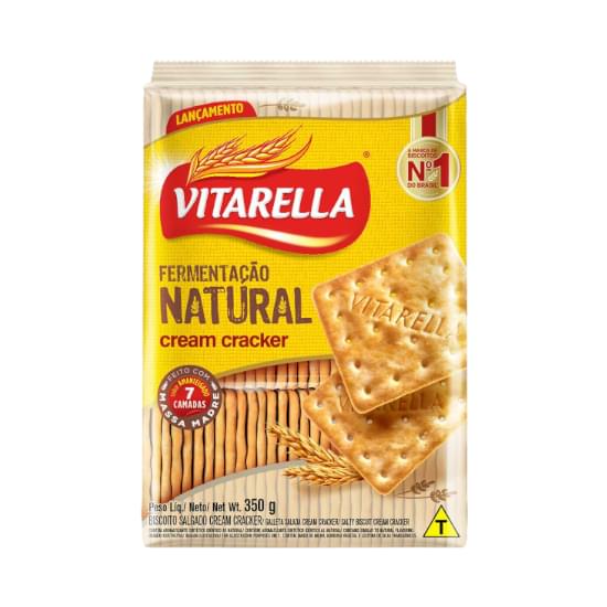 Imagem de Biscoito salgado cream cracker amanteigado fermentação natural vitarella pacote 350g