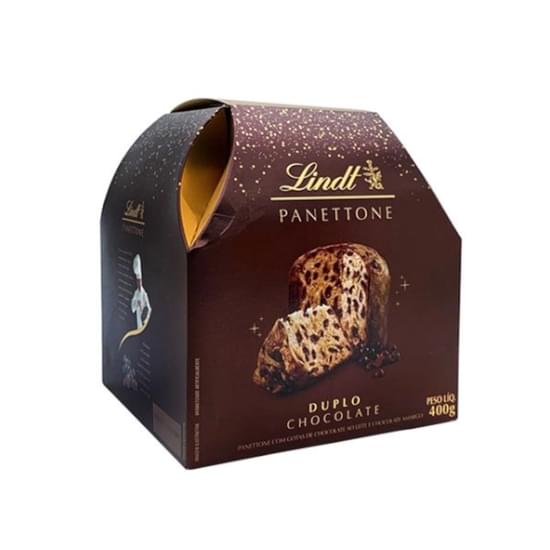 Imagem de Panettone duplo chocolate com gotas de chocolate ao leite e chocolate amargo lindt caixa 400g